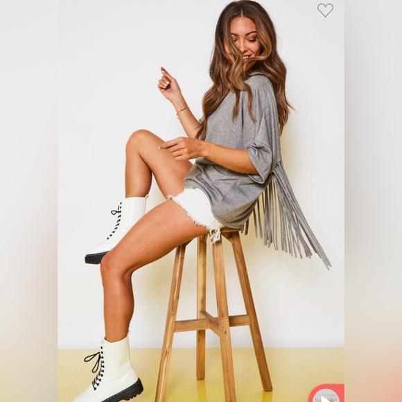 Fringe oversized top in heather gray - Picture 10 of 11